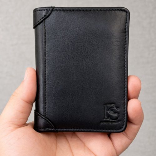 Tri-Fold Genuine Leather Short Wallet – Signature Edition BK